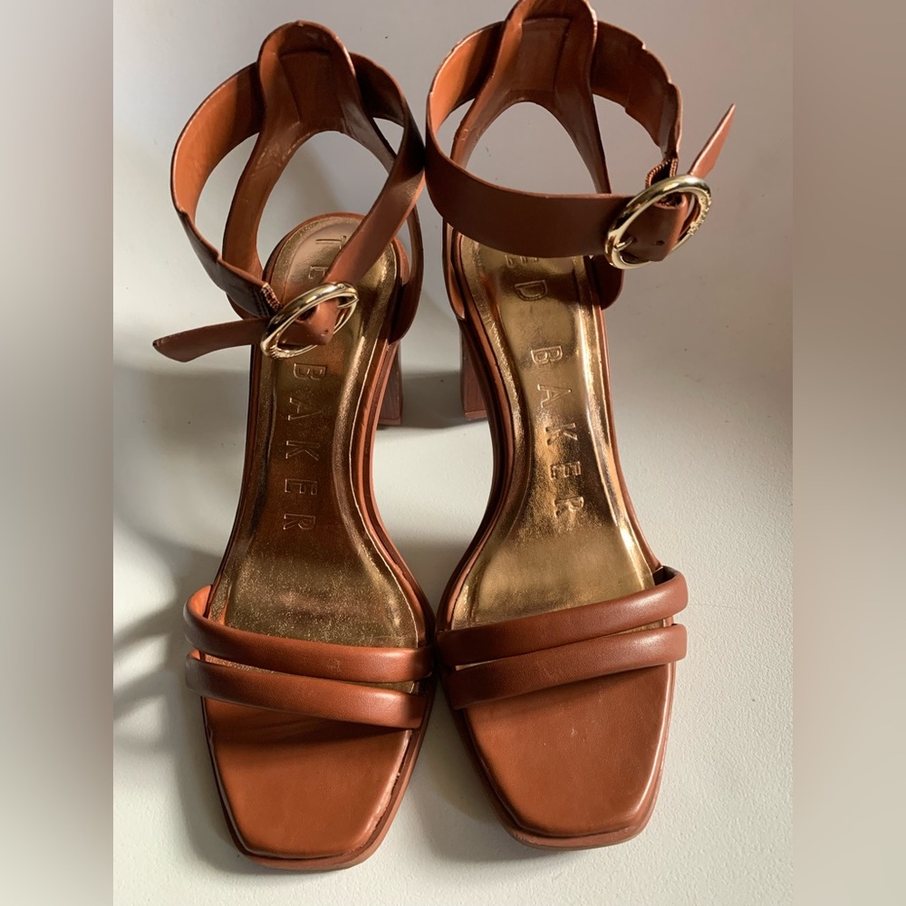 Ted Baker Brown Leather Heels with Ankle Strap